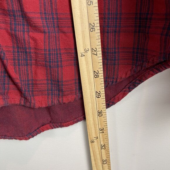 Timberland Mens Shirt Button Down Red Plaid Large 100% Cotton Utility Outdoor - Picture 8 of 8